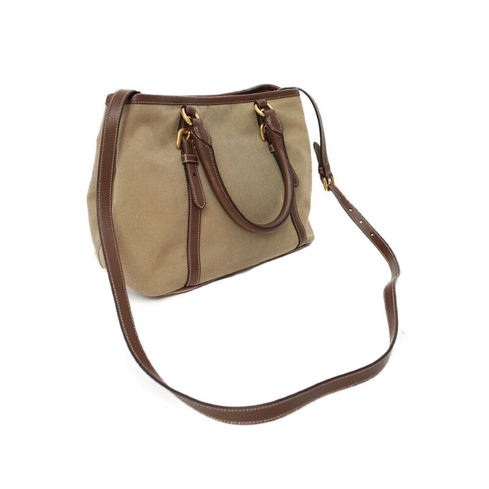 Prada Logo Jacquard 2Way handbag Tan Brown - Picture 2 of 9